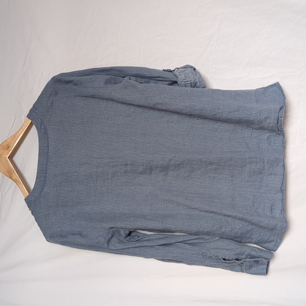 DKNY blouse Women's Long Sleeve linen button front Shirt L - Picture 11 of 13